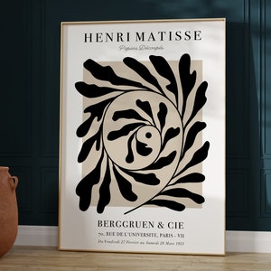 Matisse Botanical Exhibition Print: Beige & Black Leaf Art