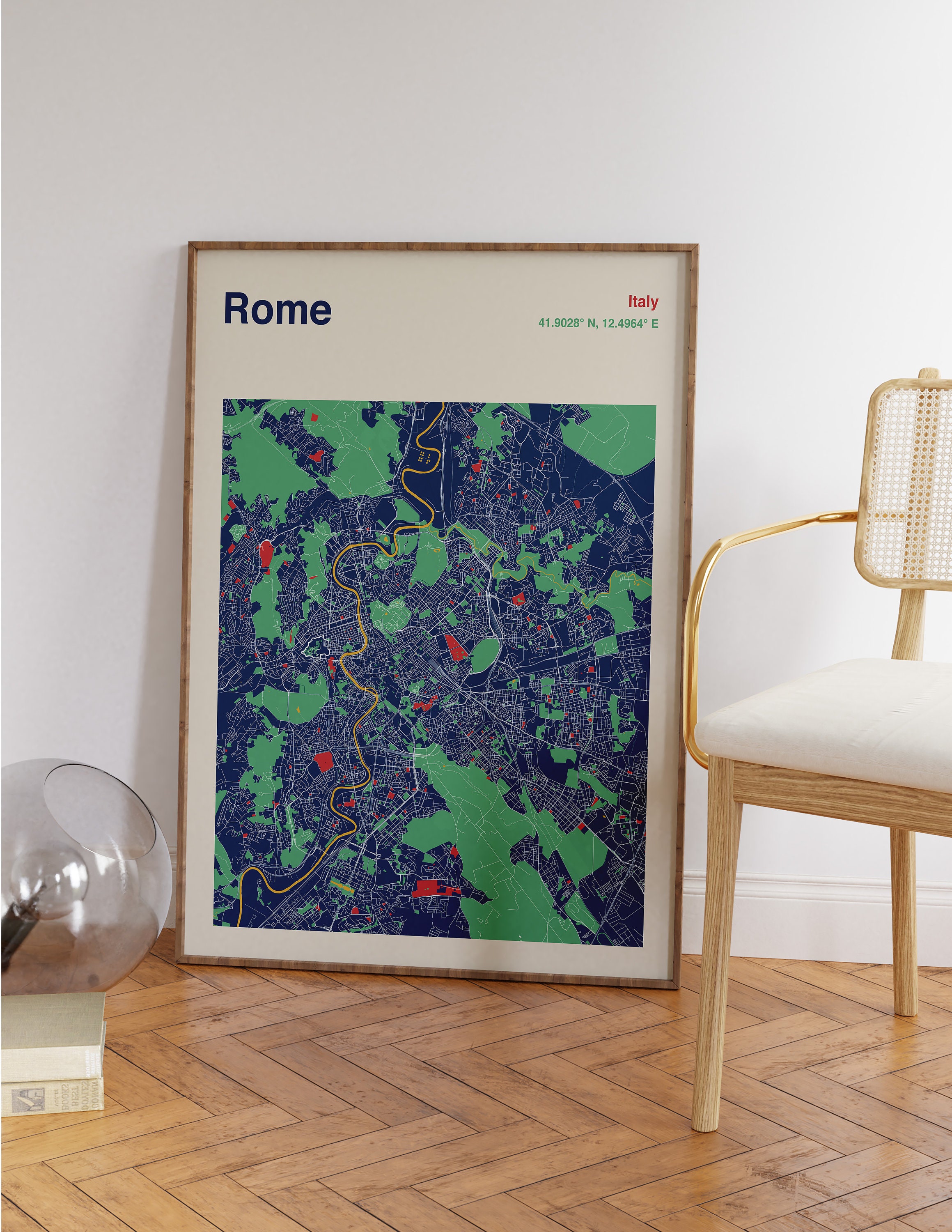Rome City Map Art Print, Modern Minimalist Style - Etsy