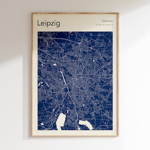Leipzig Map Print, MORE COLOURS, Leipzig Map Poster, Leipzig Map Wall Art, Map Of Leipzig Germany, Custom Colour Map Art Print