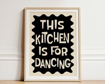 Ta kuchnia jest do tańca. Druk: Typografia w stylu mid-century modern.