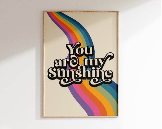 Are My Sunshine Poster 1970s Retro Print 60's Etsy