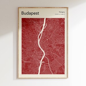 Budapest Karte Poster, MEHR FARBEN, Budapest Stadtplan Druck, Budapest Stadtplan Wandkunst, Karte von Budapest Ungarn