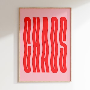 Pink Chaos Poster: Modernist Preppy Wall Art