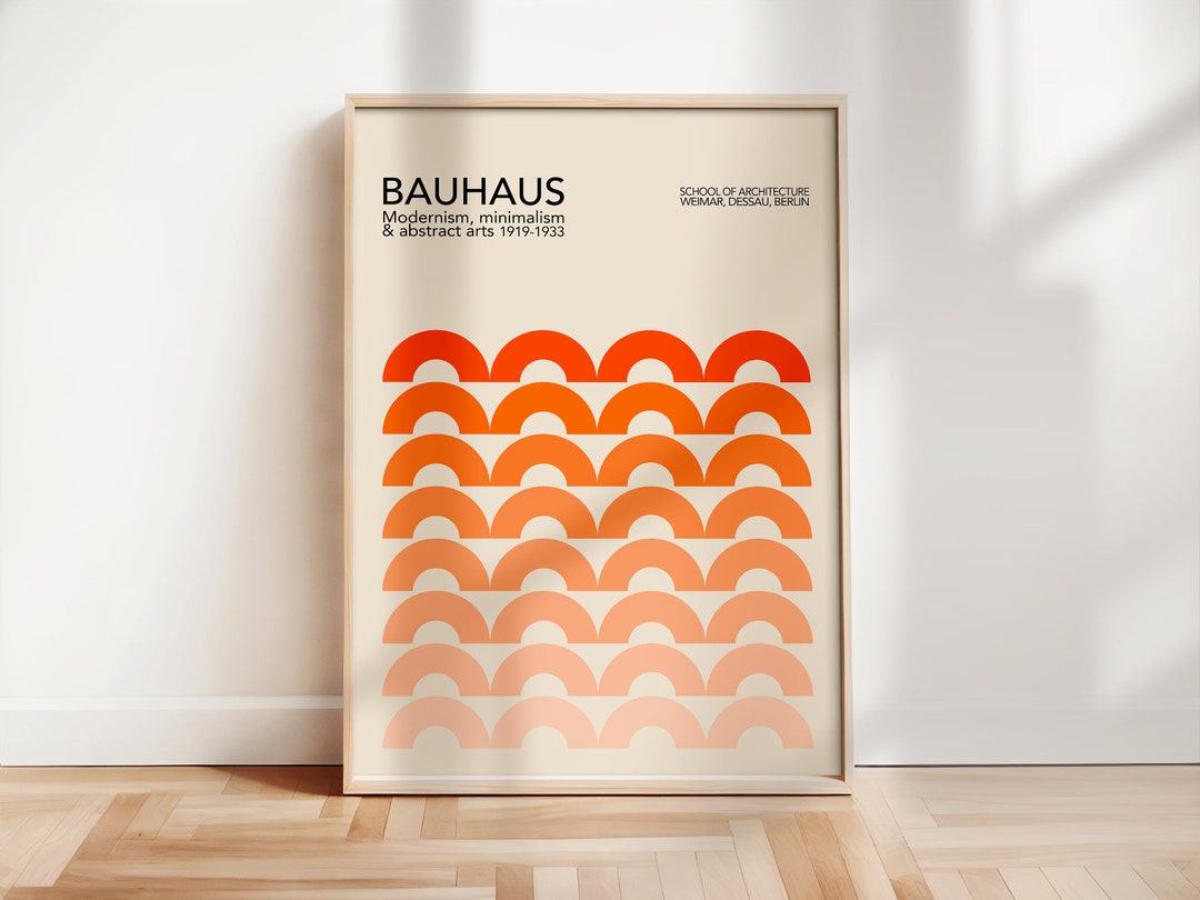 Mid Century Bauhaus Poster, Orange Bauhaus Art Print, Geometric Poster ...