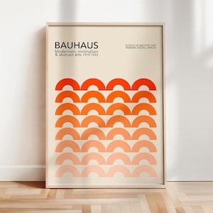Mid Century Bauhaus Poster, Orange Bauhaus Art Print, Geometric Poster, Maximalist Wall Art, Mid Century Modern, Modernist Print | A158