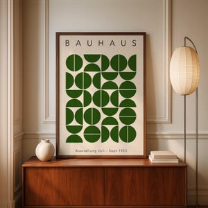 Bauhaus Art Print: Mid-century Green & Orange Geometric Design - Etsy