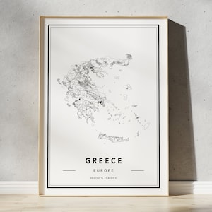 Griechenland Karte Druck, Griechenland Karte Poster, Griechenland Karte Wandkunst, Griechenland Road Map, Griechenland Kunstdruck, Karte von Griechenland, Custom Map Poster