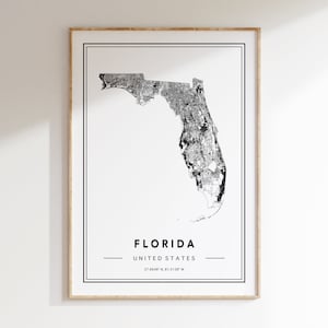 Florida State Kaart Print, Florida Kaart Poster, Florida Kaart Wall Art, Florida Road Map, Florida Art Print, Kaart van Florida, Aangepaste Kaart Poster