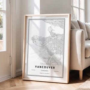 Stampa della mappa della città di Vancouver: mappa stradale minimalista in bianco e nero