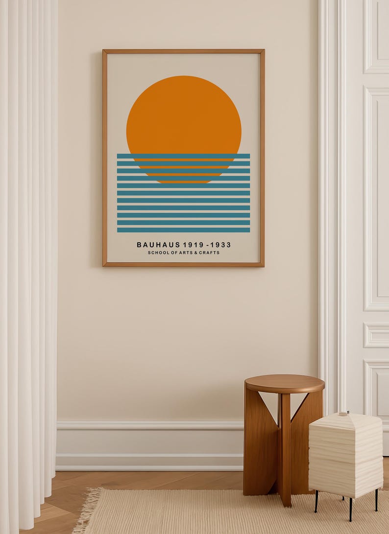 Mid Century Bauhaus Art Print: Geometric Sun Poster image 7