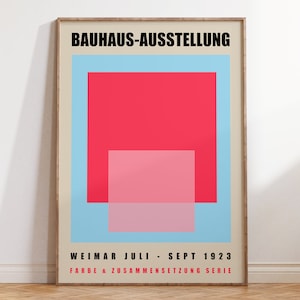 Pink & Blue Colour Block Bauhaus Exhibition Poster, Bauhaus Ausstellung Print, Geometric Poster, Mid Century Modern, Maximalist Art | A114