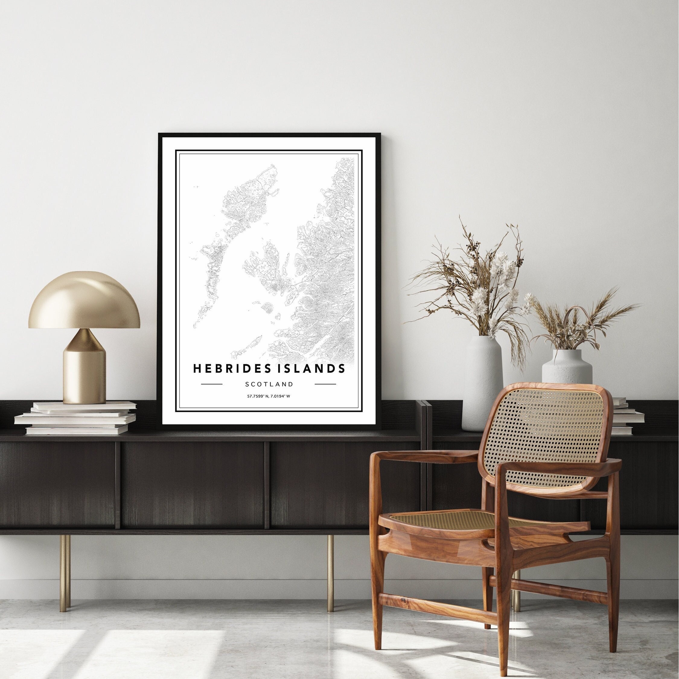 Hebrides Islands Map Poster, Map Of The Hebrides Islands, Hebrides Scotland Map Print,  Custom Map Design, Any Location Map