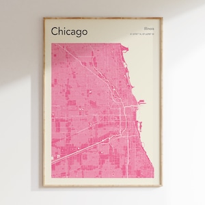 Chicago City Map Print, MORE COLOURS, Chicago Map Poster, Chicago Map Wall Art, Map Of Chicago, Colour City Maps