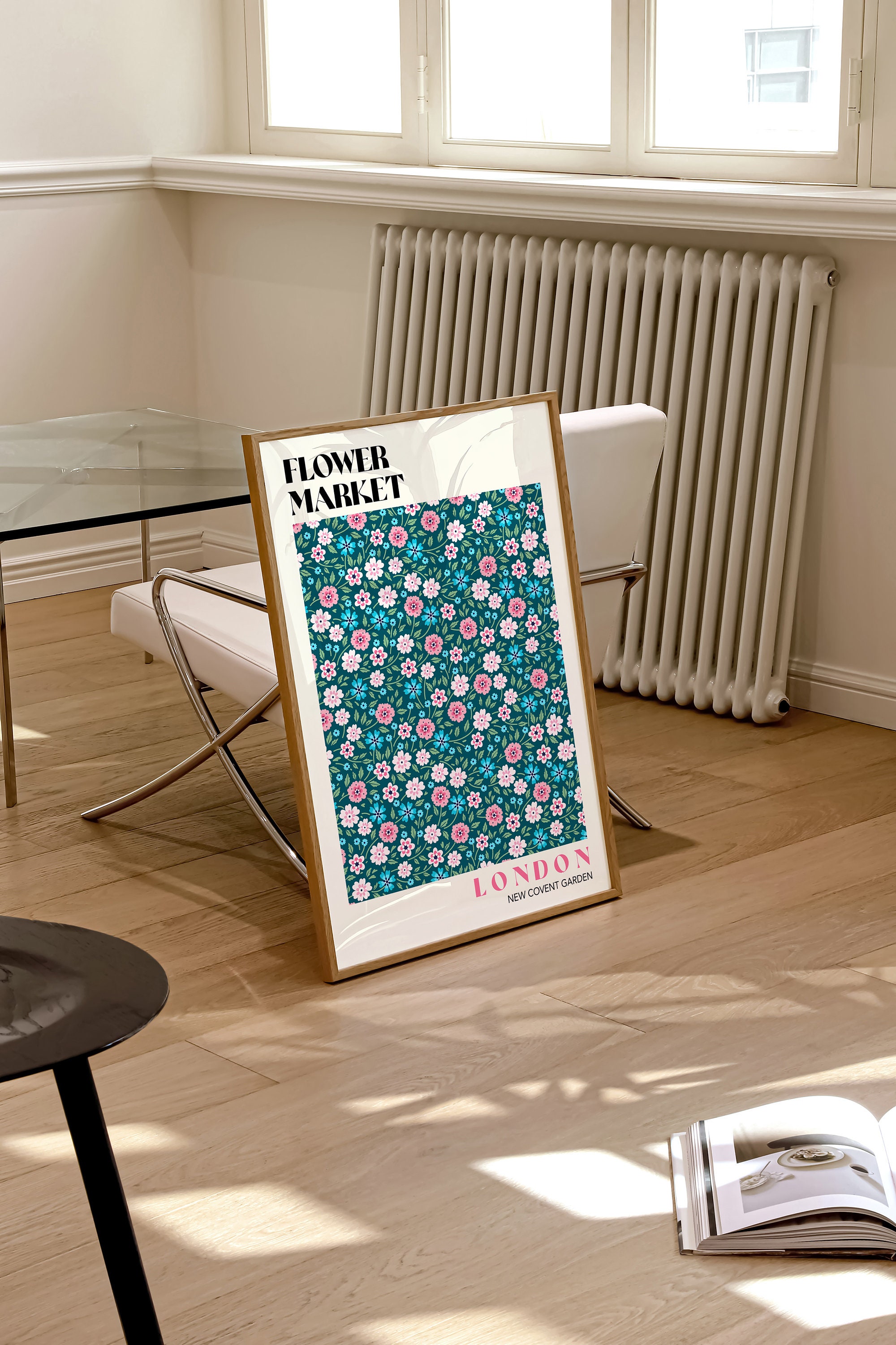 London Flower Market Print: Retro Floral Art Poster