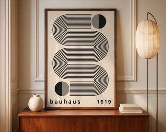 Mid Century Bauhaus Art Print: Geometric Modernist Poster
