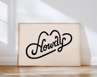Retro Howdy Print: Western Typography Art