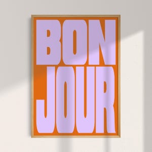 Bonjour retro typografieposter: gewaagde Franse muurkunst