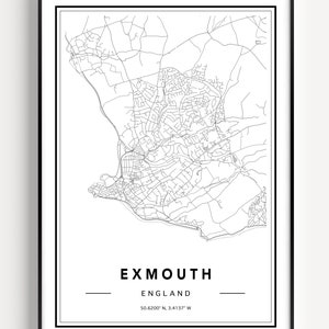 Exmouth Map Print Exmouth Map Poster Map of Exmouth Exmouth | Etsy UK