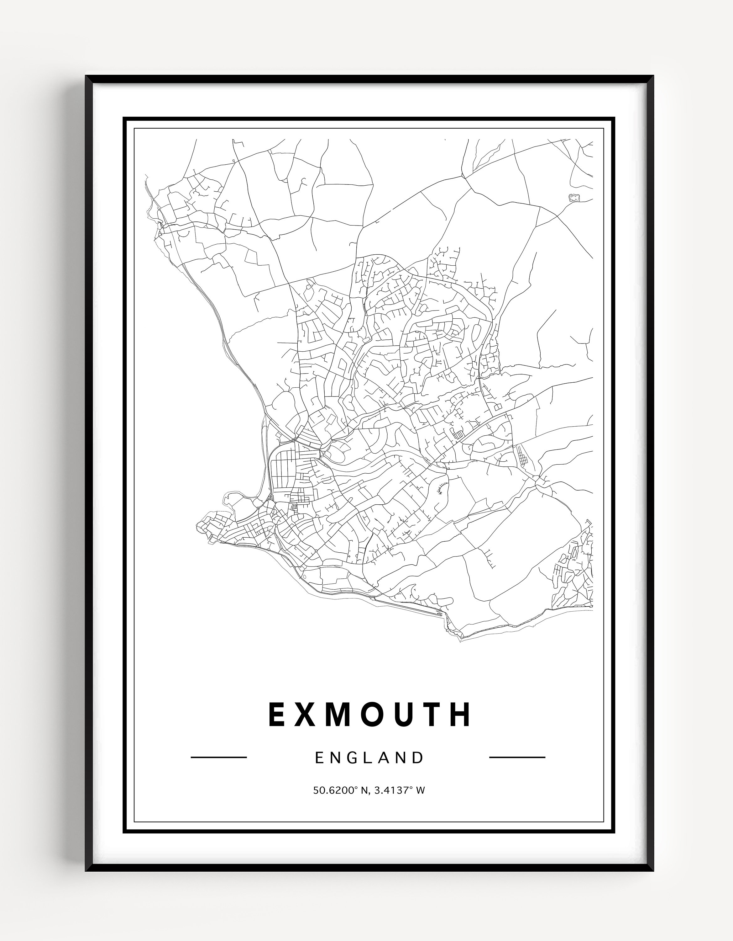 Exmouth Map Print Exmouth Map Poster Map of Exmouth Exmouth - Etsy UK