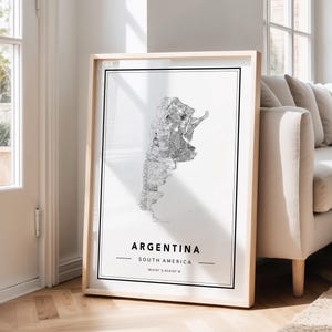 Argentina Map Art Print: South America Travel Poster image 1