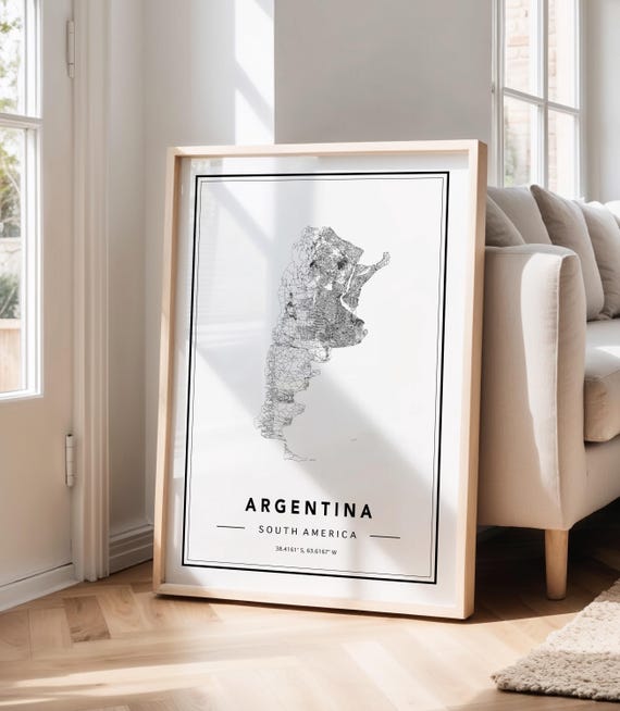 Argentina Map Art Print: South America Travel Poster