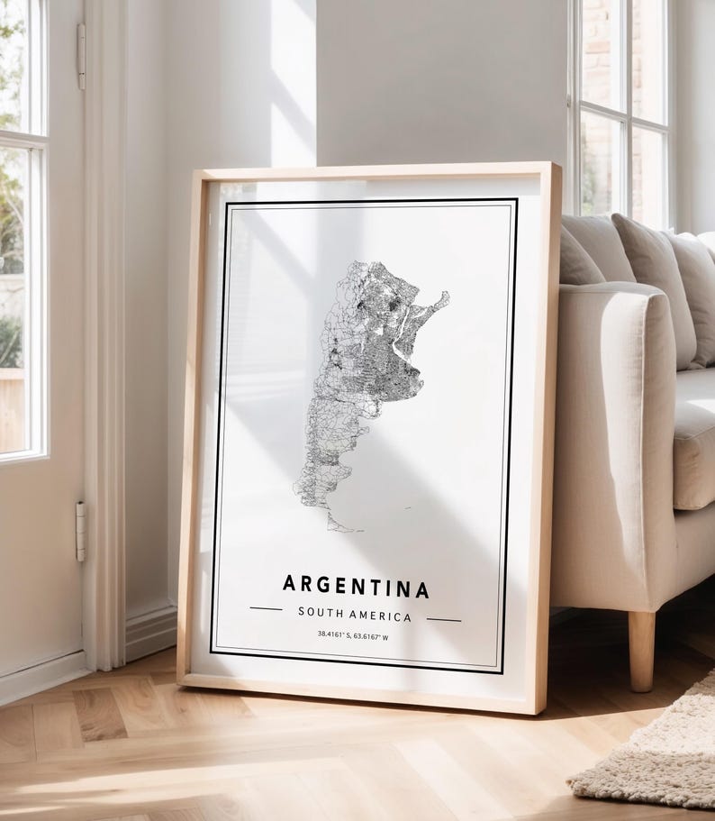 Argentina Map Art Print: South America Travel Poster image 1