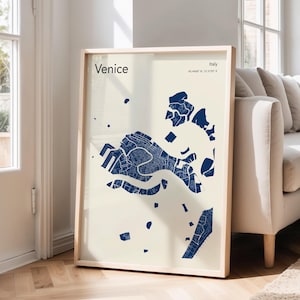 Venice Italy Map Print: Mid-Century Modern Art Poster
