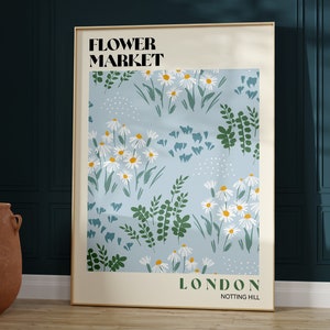 Notting Hill Flower Market Poster, Flower Market Poster, Floral Art Poster, Retro 70's Flower Market, Boho Flower Market Print | F015