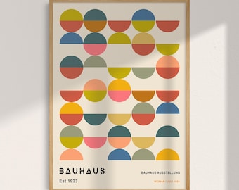 Bauhaus Circles Art Print: Mid-Century Geometric Wall Art