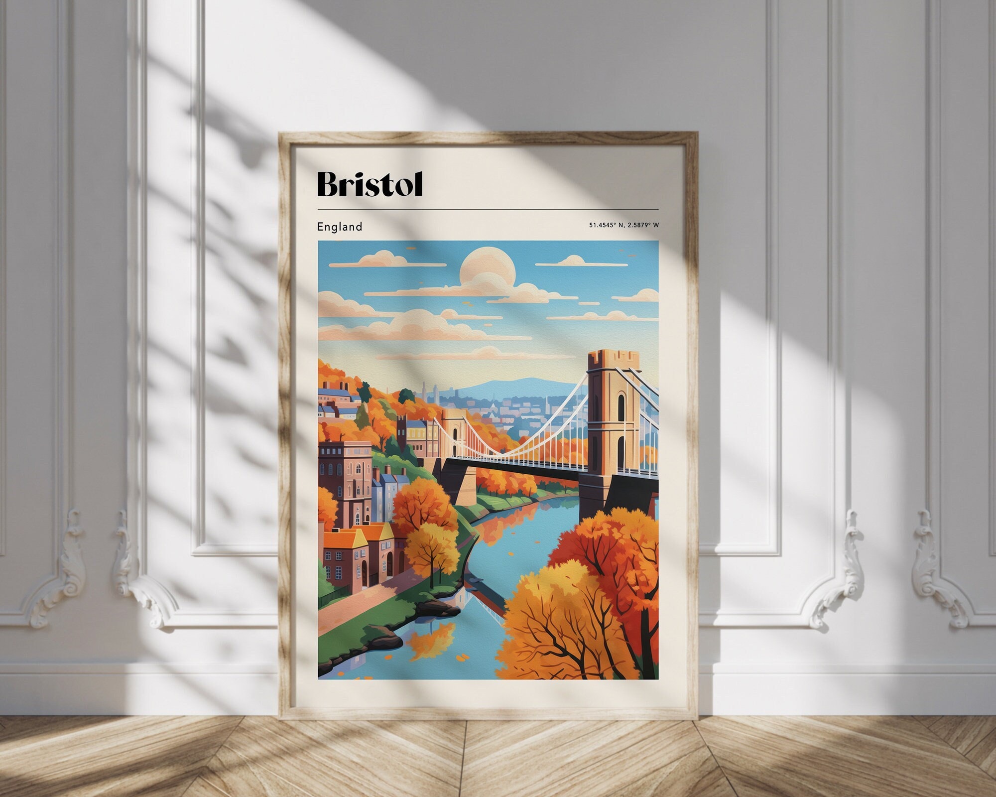 Bristol Travel Poster: Mid-century Clifton Suspension Bridge Art