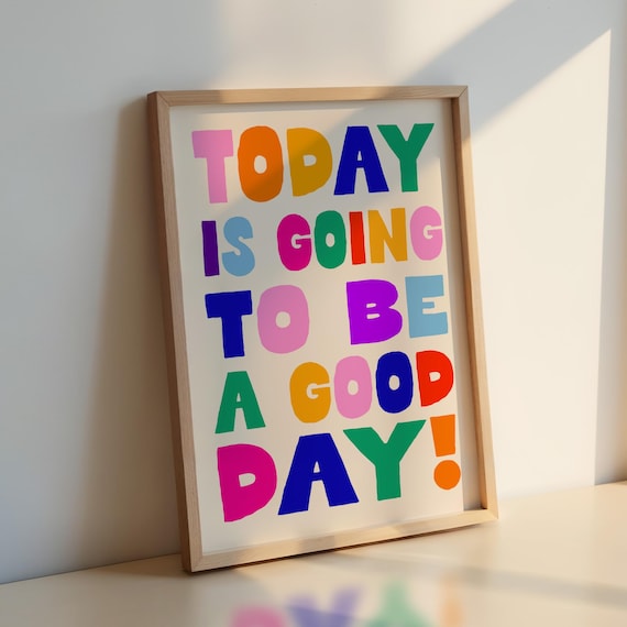 Positive Quote Print: Rainbow Typography, Kids Room Decor (Digital Download)