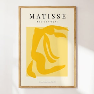 Yellow Matisse Abstract Figure Exhibition Poster, Yellow Matisse Wall Art, Mid Century Abstract Poster, Yellow Gallery Wall | MP131