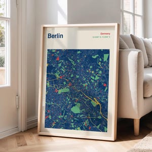 Berlin City Map Poster: Colourful Mid-Century Travel Print