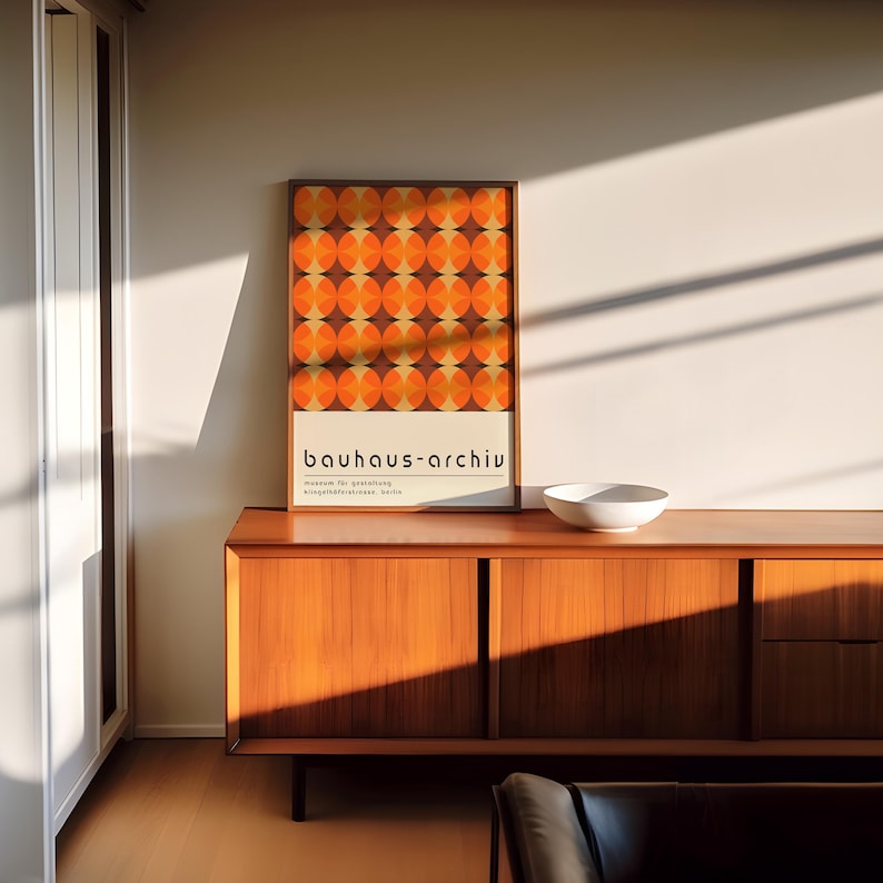 Orange Geometric Bauhaus Art Print: Mid-Century Modern Wall Decor image 4