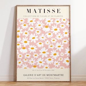 Pink Pastel Matisse Exhibition Poster, Pastel Daisies Flower Market, Floral Matisse Wall Art, Daisy Flower Market Print | MP081