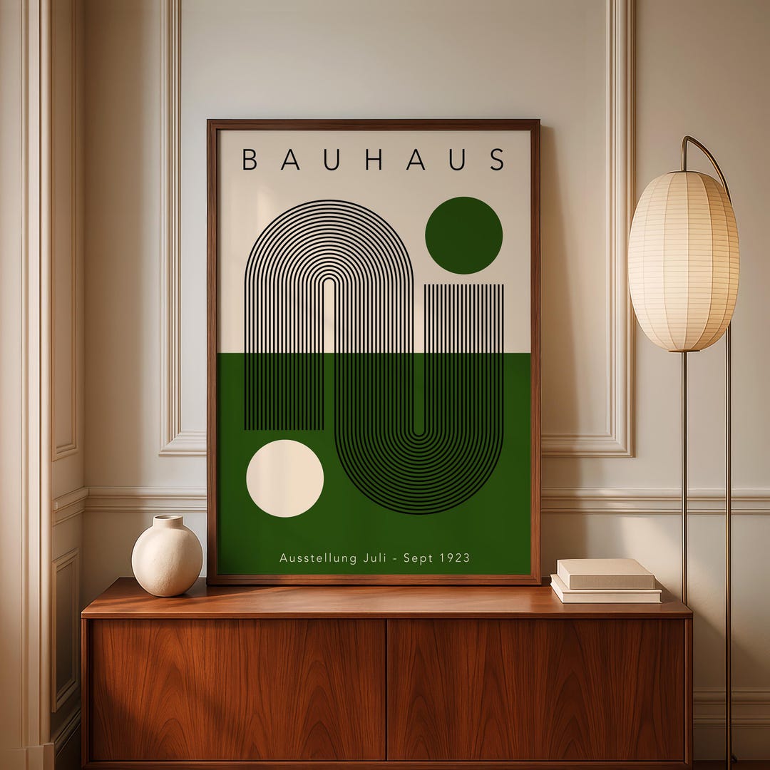 Green Bauhaus Exhibition Poster: Mid Century Modern Art Print - Etsy