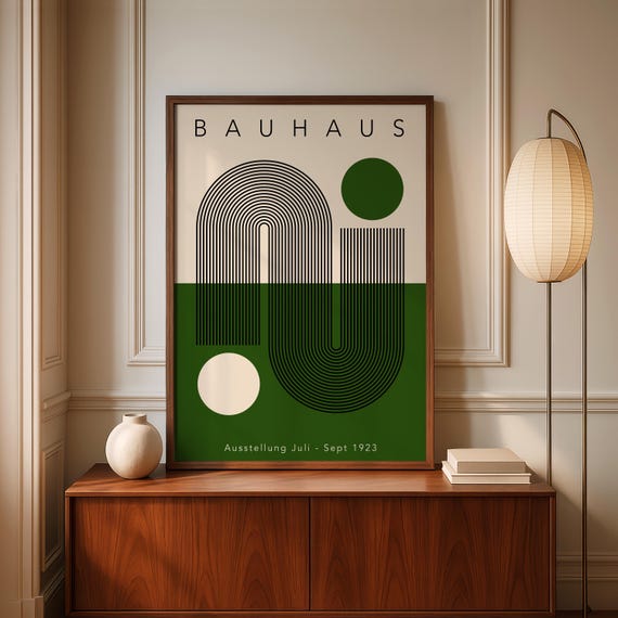 Green Bauhaus Exhibition Poster: Mid Century Modern Art Print - Etsy
