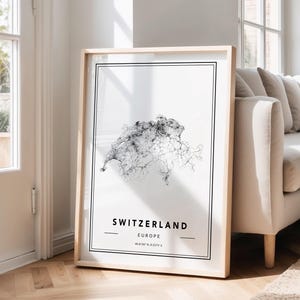 Switzerland Map Art Print: Minimalist Custom Map Design