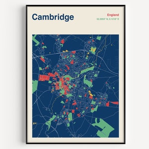Cambridge Map Print, Cambridge Map Poster, Cambridge Map Wall Art, Cambridge Map, Mapa de Cambridge, Mapa de Cambridge, Diseño de mapas personalizados