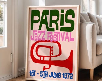 Paris Jazz Festival Poster: Mid-Century Modern Musikdruck