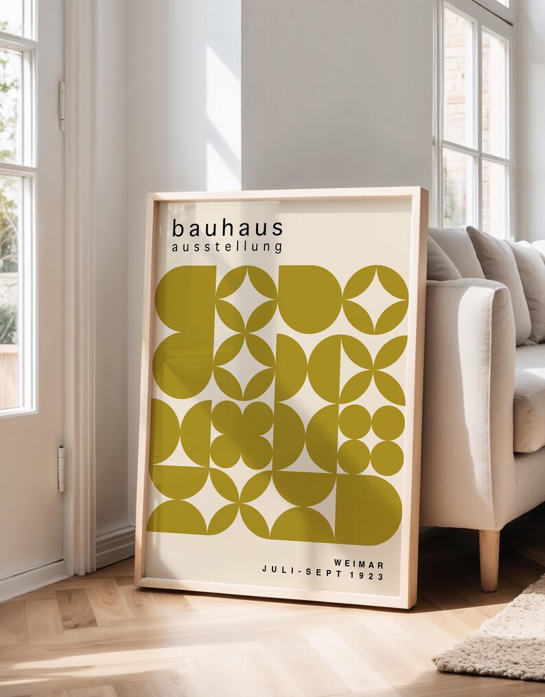 Olive Green Bauhaus Art Print: Mid-Century Modern Poster image 9