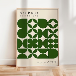 Green Mid Century Bauhaus Exhibition Poster, Bauhaus Exhibition Art Print, Geometric Poster, Bauhaus Wall Art, Minimalist Print | BAU218