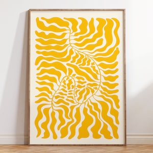 Yellow Matisse Botanical Poster, Floral Matisse Wall Art,  Danish Pastels Aesthetic Wall Art, Yellow Abstract Poster, Minimalist Art | MP117