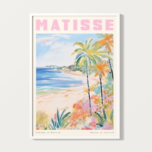 Pastel Matisse Beach Painting DESCARGAR Impresión, Cartel de pintura de paisaje de Matisse, Impresión de exposición, Pared de la galería pastel / HM003