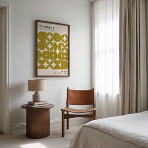 Olive Green Bauhaus Art Print: Mid-Century Modern Poster image 3