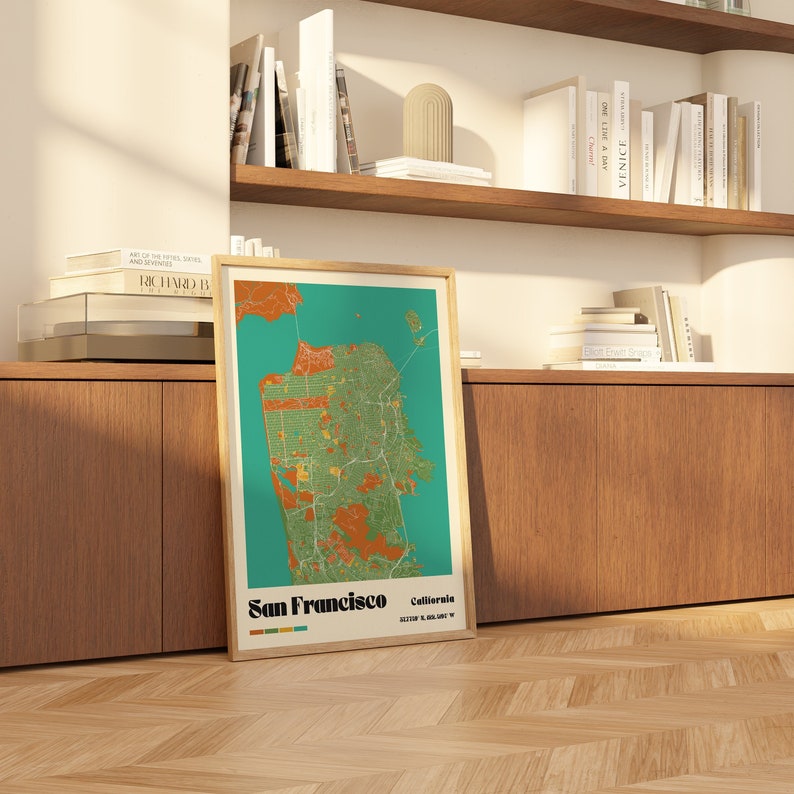 San Francisco Map Print: Mid-century Modern California Travel Poster ...