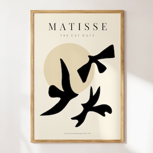 Minimal Black & Cream Matisse Birds Art Print, Matisse Cut Outs Poster, Neutral Minimal Matisse Art Print, Mid Century Poster / MP133