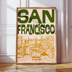 Retro San Francisco Travel Poster: Mid-Century Modern California Wall Art