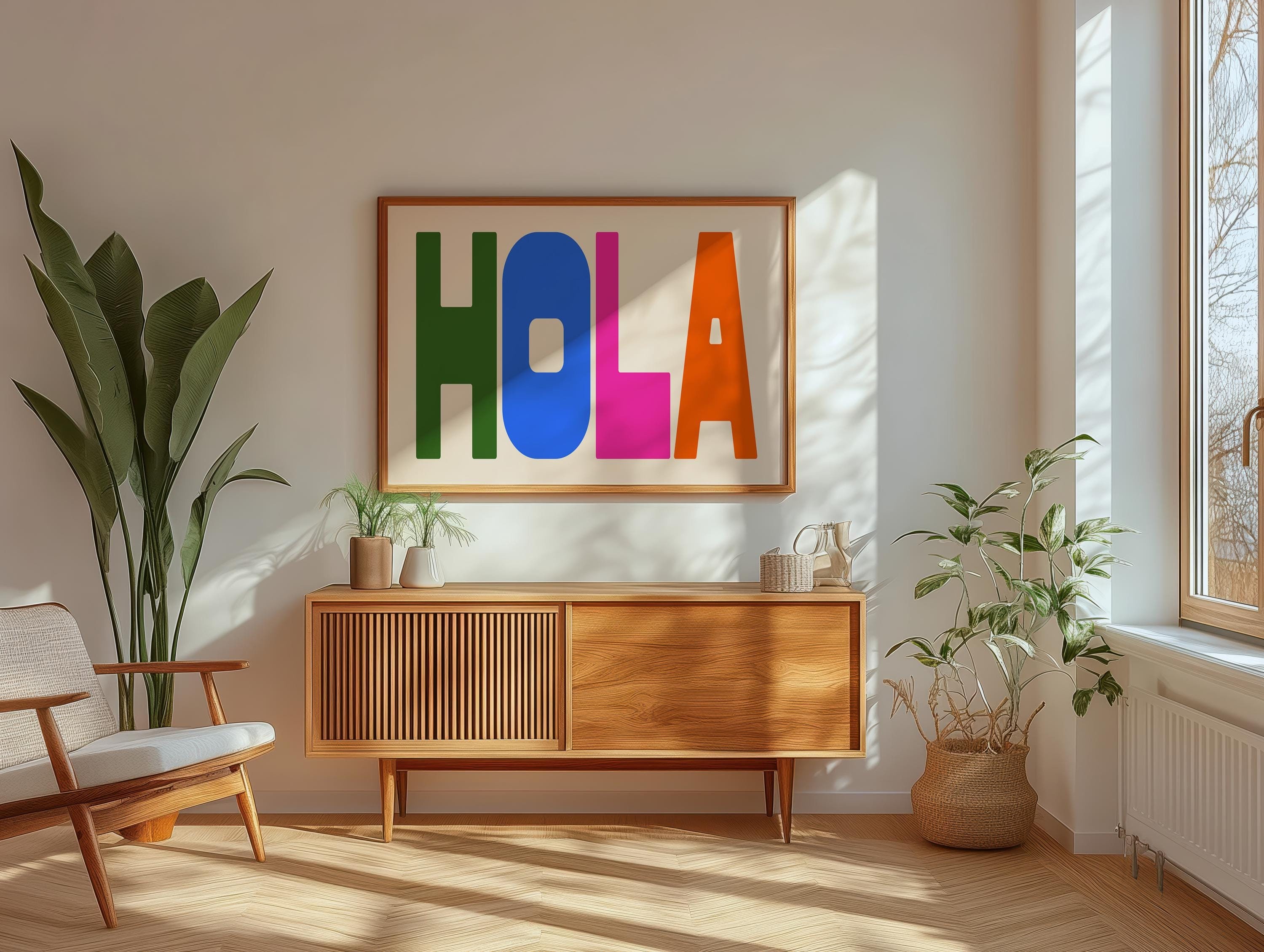 Hola Typography Print: Colourful Maximalist Wall Art (Digital Download)
