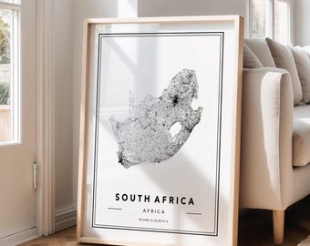 Impression d'art de carte d'Afrique du Sud : affiche de carte routière moderne